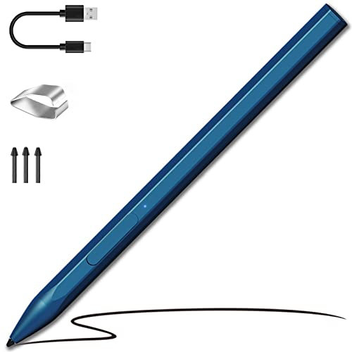 Stylus Pen for Microsoft Surface Pro 12/11/10/9/8/7/6/5/4 Surface Go 4/3/2/1 Surface Book/Laptop/Studio/Duo, 4096 Pressure Sensitivity, Palm Rejection Function, Eraser & Right-Click Shortcuts, Blue