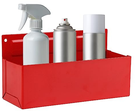 Rechabite Magnetic Aerosol Spray Can Holder, Magnet Toolbox Bottle Holder, Tool Box Storage Rack for Garage and Home, Craft Workspace, Mechanic Paint Bottle Can Organizer, Red, 3x8.3