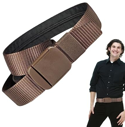 Qihuyi Ceinture Porte-Voyage - Ceinture en Toile à Boucle en Alliage avec Poche à Monnaie dissimulée | Ceinture Portefeuille à Fermeture éclair antivol pour l'extérieur, Taille réglable