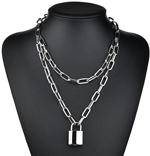 SHANHE New Choker Lock Necklace Layered Chain On Neck Lock Punk Jewelry Key Padlock Pendant Necklace For Women Best Gift-lock