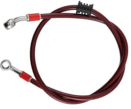 DAVBIR Bremsleitung Motorrad-Brems-Kupplungs-Öl-Schlauch Geflochtenes Stahlrohr Rohrleitung Kabel 85cm Beide Seiten 28° Stecker Rot