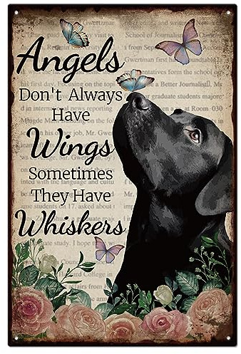 GLOBLELAND Vintage Black Dog Metal Tin Sign 8×12inch
