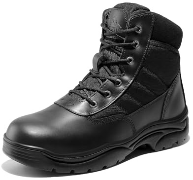 NORTIV 8 Herren Militär Security Tactical Einsatzstiefel Boot Zipper Militär Kampfstiefel Springerstiefel,Size 43,Schwarz,Contractor-New