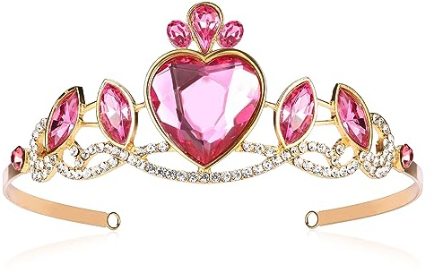 hengkaixuan Rosa Kristall Tiara Sparkly Strass Tiara für Frauen Mädchen Geburtstag Party Haarschmuck Prinzessin Tiara Prinzessin Tiara für Mädchen Kinder Acryl Krone Kopfschmuck