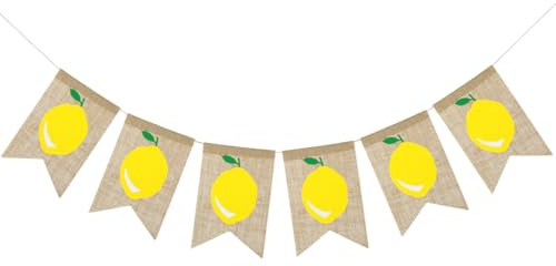 HOMSFOU Sackleinen-Banner Mit Zitronenmotiv 78.74 Zoll Sommer Girlande Zum AufhäNgen FüR Innen Und AußEn Partydeko Geburtstag Deko Girlande Zitrone