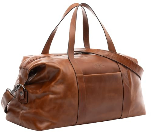 SID & VAIN große XL Reisetasche echt Leder - Sporttasche groß Auburn groß - Weekender Handgepäck mit Schultergurt - Ledertasche Herren und Damen braun handgefertigt