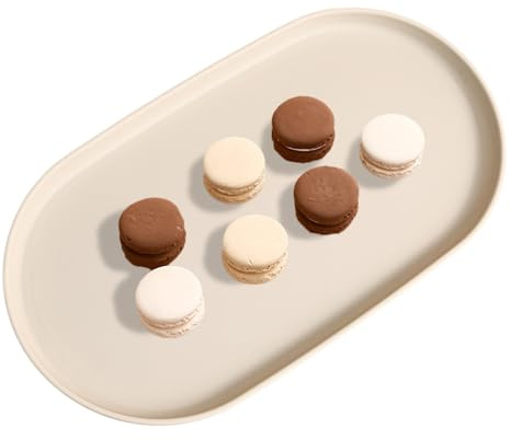 ROYALEAD Ovale Serviertablett aus Kunststoff, multifunktional für Küche, Dessert- und Lebensmittelteller, Organizer, Schreibtisch, Kosmetik, Schmuckteller, cremefarben