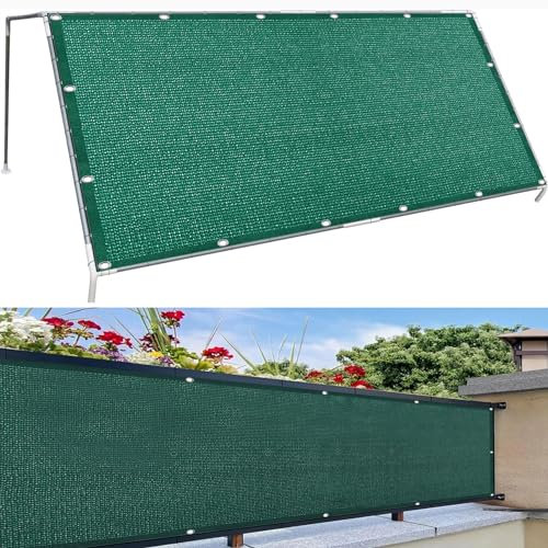 Tenda a Vela Ombreggiante Traspirante 115 x 900 cm, Antivento/98% Protezione Uv, Sabbia, Rete Ombreggiante Traspirante, Tendone Tende Telo Ombra, per Balcone, Terrazza, Verde Scuro