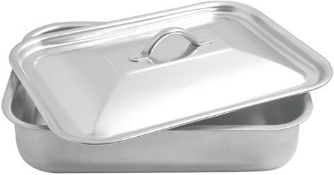 Steel Pan SP711160, Auflaufform, Auflaufform, rechteckig, mit Deckel, Antihaftbeschichtung, PFAS-frei, 25 x 19 cm, aus Edelstahl, hergestellt in Italien