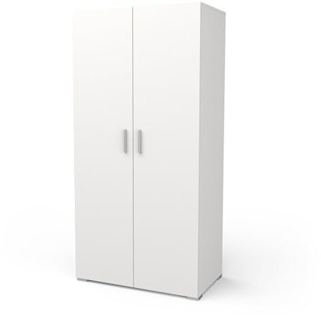 möbelando Drehtürenschrank >IZZY< in Matt weiß - 90,3x188,2x51,7cm (BxHxT)