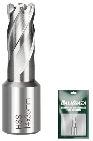 BALUGAEA HSS Kernbohrer 14 mm Schneiddurchmesser, 19 mm Weldonschaft | 35mm Schnitttiefe, M2AL-HSS Kernbohrer für Magnetbohrmaschinen, Zubehör für Magnetbohrmaschinen.