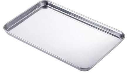 UOSIQOTE Vassoio for conservare dolci e pasticceria, in acciaio inox, for salsicce al vapore, piatto rettangolare for frutta, ristorante, hotel, teglie for plumcake(35x25x1.5 CM)