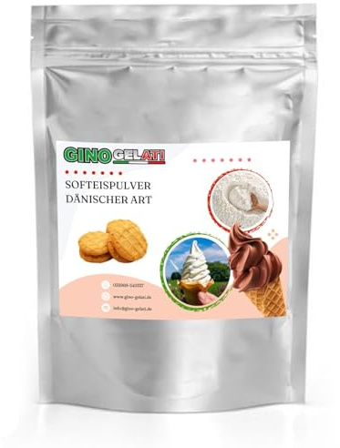 Gino Gelati Keks Cookie Dänisches Softeis Pulver, schnelle und einfache Zubereitung, Made in Germany, Herstellung mit oder ohne Eismaschine möglich, Vegan (1 Kg, Keks Cookie)