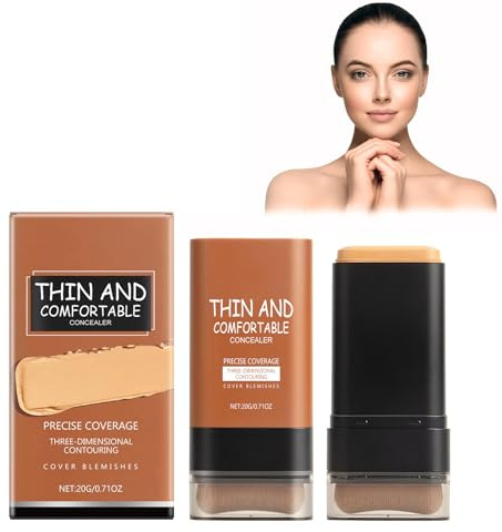 Makeup Foundation Stick, Base De Maquillaje En Barra Con Cepillo Base De Maquillaje De Cobertura Total, Barra de Base para un Acabado Natural, Impermeable Maquillaje de Larga Duración (Trigo, 20 g)