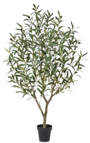 VeriNatural Olivenbaum Künstlich 120 cm Künstliche Pflanzen Groß – 33 Früchte & 718 Seide Blätter wie Echt mit Topf, UV-beständig Verstellbare – Kunstpflanze für Wohnzimmer Büro Balkon Deko, VN126 | Künstliche Pflanzen Groß mit 33 Früchte & 718 Seide Blätter Kunstpflanze Wohnzimmer Büro Balkon Deko VN126 1 Stück