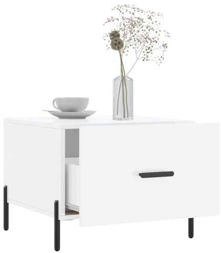 HEFZGDB Couchtische 2 STK. Hochglanz-Weiß 50x50x40 cm Holzwerkstoff Blumentisch Couchtisch Klein Couch Tisch Wohnzimmer Coffe Table für Balkon Garten Wohnzimmer Café