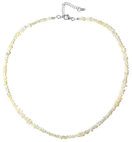 Cavill Welo Opal Halskette 22,95 ct Fancy-Schliff Äthiopischer Opal 925er Sterling Silber 45-50 cm Verspieltes Design Bunte Pastellfarben Eleganter Schmuck für Damen