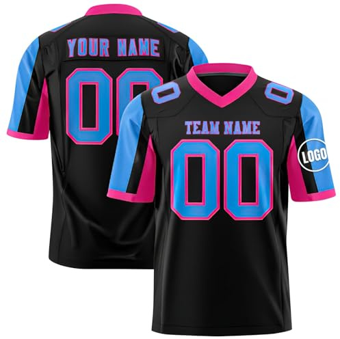 Football Uniform Sport Active Athletic Tops Adult Custom American Football Jersey Personalised Name Number Logo Shirts Loose Fit T-Shirts Short Sleeve Breathable 3-Blue