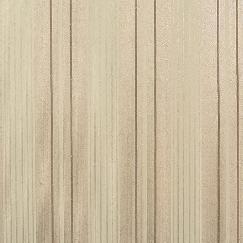 KT·EXCLUSIVE WALL FASHION Vliestapeten | Klassische Streifentapeten | 10,05x0,52 m | Alhambra (Hellbraun-Gold-Braun)