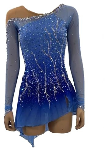 JRUIA Eiskunstlauf Wettkampf Kleid Für Damen Handgefertigtes Outdoor Sport Rollschuh Tanzkostüm Für Mädchen Gymnastikanzug Lange Ärmel