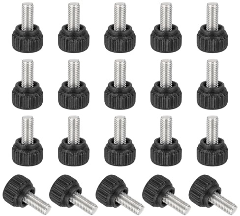 sourcing map 20 Pcs Threaded Knurled Thumbscrew, M5 x 10mm Monitor Mount Arm Screws Stainless Steel Clamping Knobs Grip Thumb Screw for Computer TV
