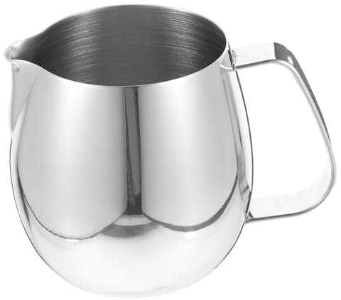 POPETPOP Pichet à Mousser Le Lait 420 Ml En Acier Inoxydable 304 Épais, Tasse à Expresso Solide, Pot à Lait Professionnel Pour Barista, Utilisation Domestique Cuisine