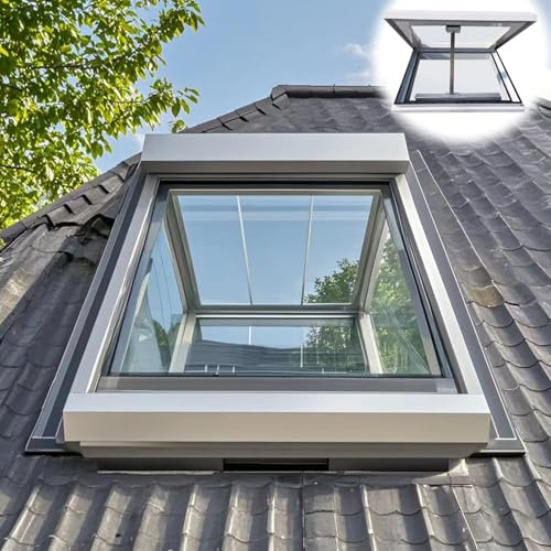 Skylight Roof Window with Remote Control and Rain Sensor for Sun Room, Electric Basement Door Lighting Well Window