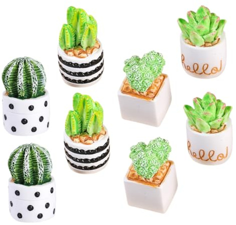 VANZACK 8pièces Mini Cactus Artificiel Pot Succulentes Miniatures Plante pour Maison De Poupée Décoration De Micro Paysage Jouet