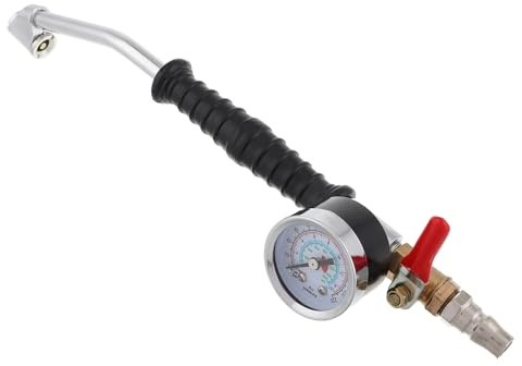 WEKADRIN Boquilla Inflador Neumáticos Con Manómetro Inflador Neumático Para Camiones Con Boquilla Extensible Y Codo Medidor De Presión Para Ruedas Inflación Rápida En Espacios Reducidos