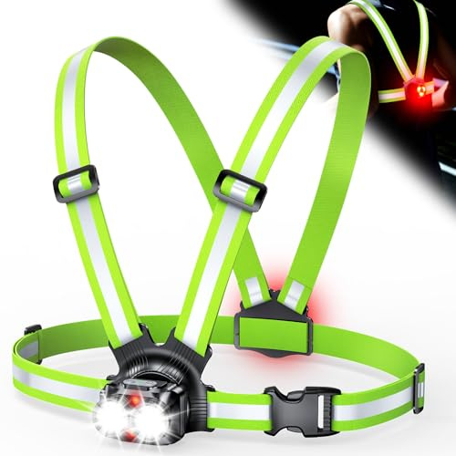 ISEYOU Lampe Running avec Feu Arrière, 800LM Lampe Course a Pied avec Réglable à 45°, Étanche IPX5 Rechargeable Lampes Pectorale Running pour Jogging/Cyclisme/Sports Extérieur, Autonomie 4-25H