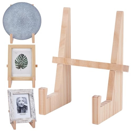 WADORN 22.6cm Présentoir à Assiettes Supports en Bois pour Assiettes Présentoirs Décoratifs en Bois pour Cadres Photo Chevalets de Table pour Plats Photo Plaques Diplômes Récompenses Livres