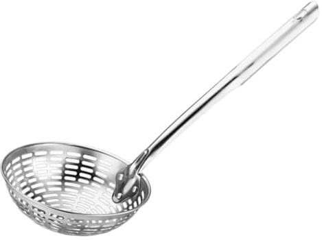 Garneck Cuchara Espumadera de Acero Inoxidable con Mango Hueco Antiescaldaduras, Colador Ranurado Mediano para Cocina Doméstica, Utensilio Colador de Alimentos para Cocinar y Escurrir