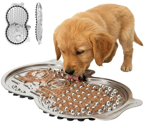 Tappetino per leccare gatti – Tappetino antiscivolo in acciaio resistente per alimentazione lenta, tappetino per leccare cuccioli – per mangiare animali domestici, bevande, acqua, cibo,