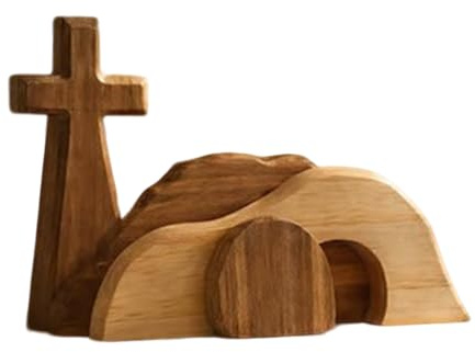 Baoqifong Tomba Vuota Risorto - La Tomba Vuota con Scena Pasquale E Croce, Scena di Resurrezione di Pasqua in Legno, Decorazione per Scrivania Vacanza Primavera Casa Chiesa Gesù