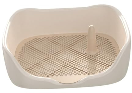 QUILSTM Hundetoilette, leicht zu reinigen, für drinnen und draußen, praktische Lösung mit abnehmbarem Gitter und Schutzbügel, tragbarer Hundetoilettentrainer, Katzenklo, Weiß, M