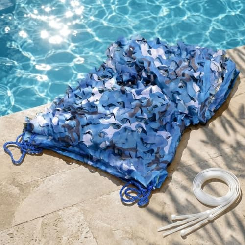 Genérico Red Sombra Malla de Camuflaje Azul 3x4m 4x4m 5x8m 2x6m 6x9m toldo Camuflaje decoración Vela de Sombreado Militar océano protección Solar(2x4.5 M)