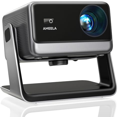Smart 4K Projector【Netflix Included & Dolby Audio】Auto Focus & Keystone, AMEELA 30000 Lumens Portable Projector with WiFi and Bluetooth, 100,000+ Apps for Bedroom/Home/Outdoor