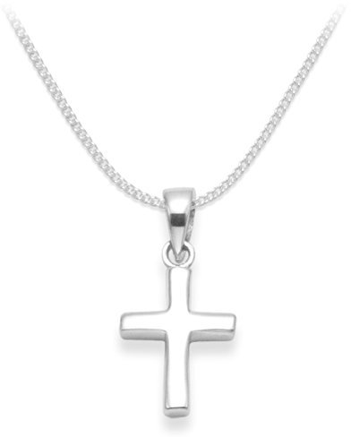 Heather Needham Children's Sterling Silver Cross Necklace on 14 silver chain - Size: small 11mm x 15mm Silver gift box B43HN8155/8500(14)