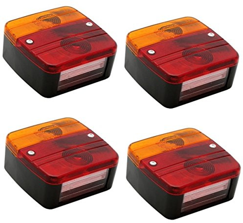 hillfield® Universal Rücklichter 12V, Rückleuchten für KFZ Anhänger, Komplett mit Glühlampen, 4 Stück