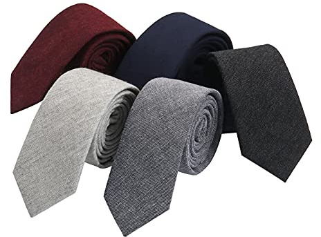 HOULIFE Ties for Men, Solid Mens Tie, Cotton Stripe Skinny Ties for Men, Slim Men’s Neckties for Wedding Party