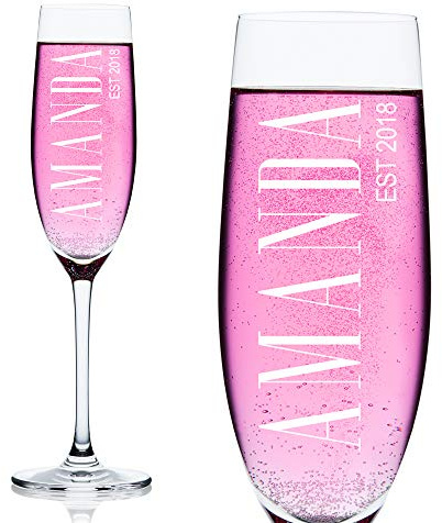 Personalised Birthday Champagne Flute Prosecco Glass Any Name and Year