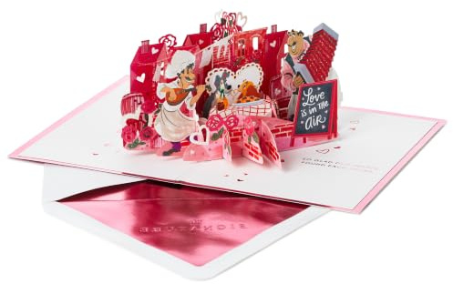 Hallmark Disney Valentinstag Pop Up Karte (Lady and the Tramp) Signature Paper Wonder 3D Card for Anniversary, Romantic Birthday, Love