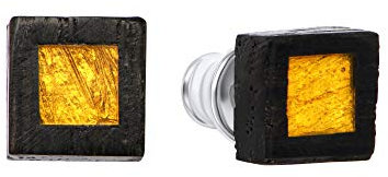 ANDANTE Premium Collection - Master of Zen - Echte Natur OSTSEE Bernstein Ohrstecker, reines 23 Karat Gold, 925 Sterling Silber und Schwarze Eiche ** Black ** Zertifiziert - Gold des Meeres