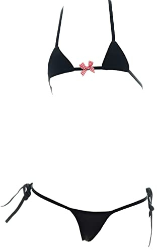 SINGUYUN Sexig mikrobikini för kvinnor, anime, bikini, cosplay, underkläder, kawaii, paket med bh och trosa, söt, 209svart, en storlek