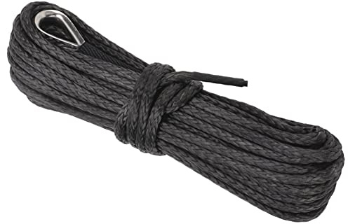 Synthetisches Windenseil,Windenkabel,wasserdicht,6 mm Durchmesser,UV-beständig,7800 lbs,Bruchfestigkeit,Nylon,schwarz,15 m lang,für SUV,LKW,ATV, UTV, Ersatz für ARB