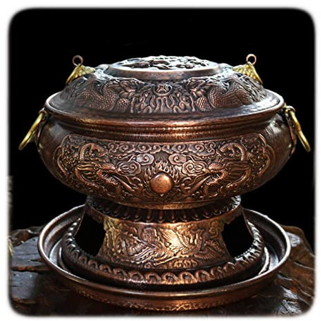 Fornelli da campeggio, braciere in rame, fornello grill, fornello barbecue, carbone, rame puro fatto a mano, riscaldatore griglia a carbone addensato, fornello in rame puro ( Color : B , Size : 36cm )