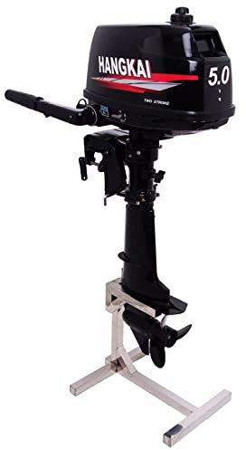 Adima 2-Takt Außenbordmotor 5 PS Bootsmotor 102 CC Schwerlast Aufblasbar Angeln Bootsmotor Mit Wasserkühlung Start Ziehen CDI-Zündung (Schwarz)