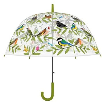 Esschert Transparent umbrella bird design., White.
