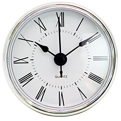 Uposao Uhrwerk - Einsteckuhrwerk,70mm Einbau Uhr Europäischer Stil Rund Nicht tickend Batteriebetrieben Uhrwerk Tischuhr Quarzuhr mit Römischen Ziffern für Wohnzimmer, Schlafzimmer, Küchendekoration