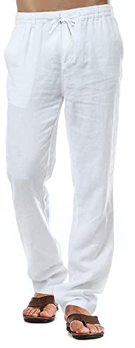 Hommes Lin Coton Pantalon Casual Été Plage Léger
